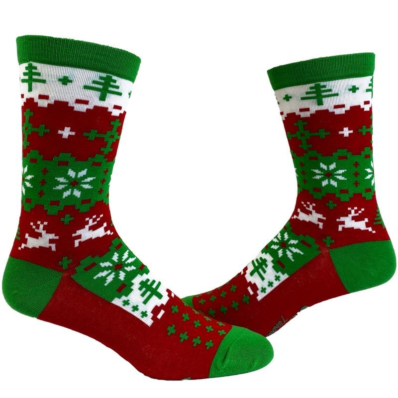 Men's Ugly Christmas Sweater Socks Funny Festive Holiday Xmas Party Novelty Footwear Funny Graphic Socks Comfortable Fitted Spandex Cotton