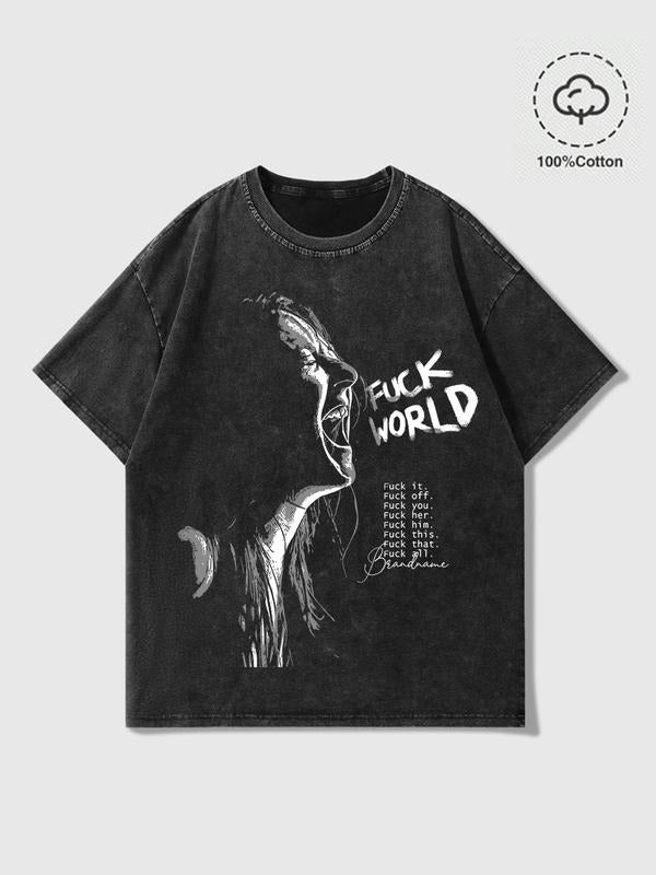 Men's Vintage Graphic Print Round Neck Tee, Regular Fit Casual Short Sleeve T-shirt, Men's Summer Top for Daily Wear, Cotton