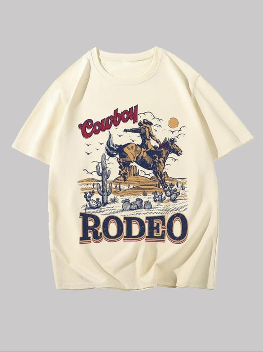 Men's Vintage Graphic Round Neck Tee, Regular Fit Casual Short Sleeve T-shirt for Summer, Men's Top for Daily Wear