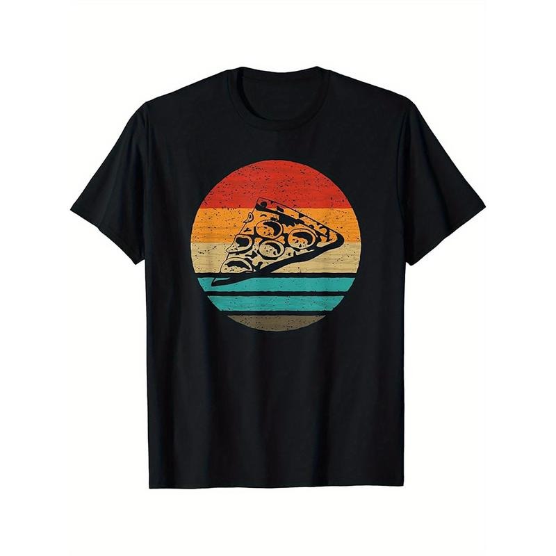 Men's Vintage Pizza Slice Graphic Tee - Soft Cotton, Crew Neck, Short Sleeve - Perfect for Summer & Casual Wear made in usa
