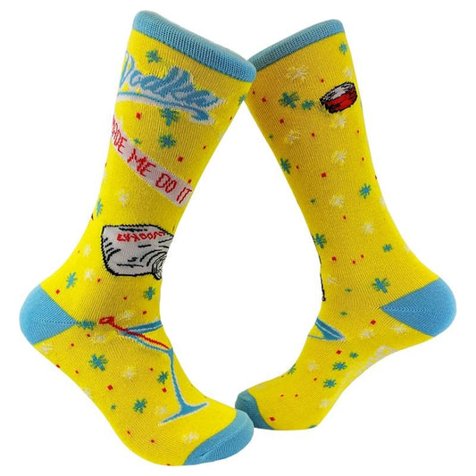 Men's Vodka Made Me Do It Socks Funny Novelty Saying Drinking Party Footwear Funny Graphic Socks Comfortable Fitted Spandex Cotton