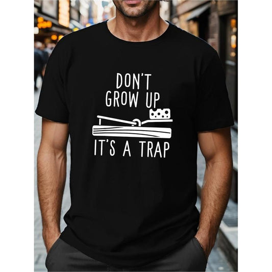 Men's fashion letter print T-shirt, casual fashion T-shirt, street style short-sleeved crew-neck shirt Made in USA