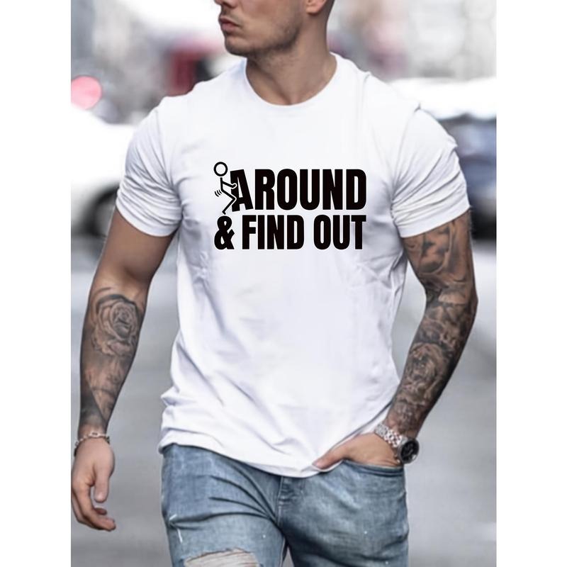 Men's round neck short sleeve, simple style T-shirt Fashion conventional fitted T-shirt, casual and comfortable top Spring and summer vacation leisure vacation men's clothing, 100% cotton T-shirt Made in USA