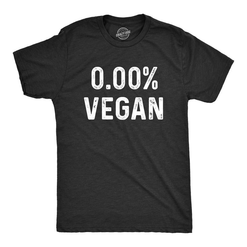 Mens 0% Vegan T Shirt Funny Cooking Meat Eater Tee Mens Funny T Shirts Cool Tees Soft Stylish Casual Menswear Funny Food Short Sleeve Novelty Tees for Guys Black