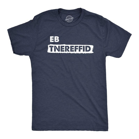 Mens Be Different Backwards T Shirt Funny Reverse Spelling Unique Special Tee For Guys Mens Funny T Shirts Cool Tees Soft Stylish Casual Menswear Funny Sarcastic T Shirt Novelty Tees for Men Navy -