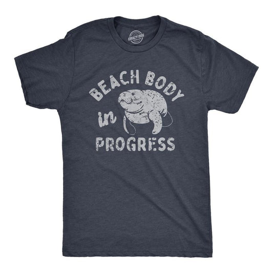 Mens Beach Body In Progress T Shirt Funny Big Chubby Manitee Tee For Guys Mens Funny T Shirts Cool Slimming Tees with Plus Sizes Sarcastic T Shirt for Men Funny Fitness T Shirt Novelty Tees for Men Navy -