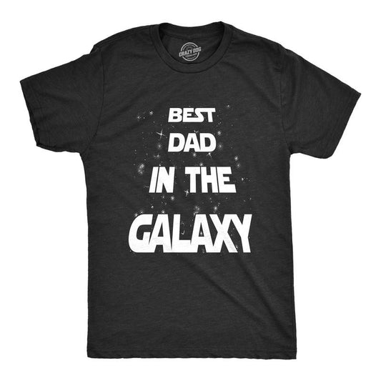 Mens Best Dad In The Galaxy T Shirt Funny SciFi Movie Fathers Day Tee for Guys Mens Funny T Shirts Cool Tees Soft Stylish Casual Black