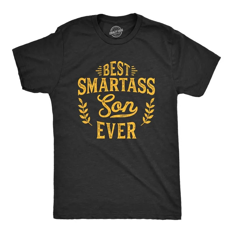 Mens Best Smartass Son Ever T Shirt Funny Kids Parenting Hilarious Sarcastic Tee Mens Funny T Shirts Cool Tees Soft Stylish Casual Menswear Dad Joke Apparel for Men Funny Sarcastic Short Sleeve Black
