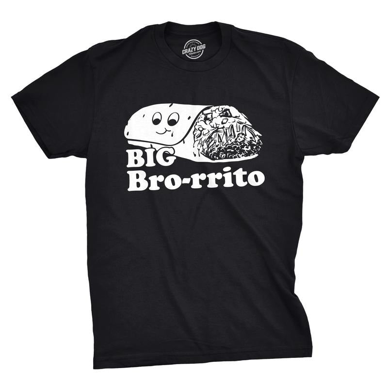 Mens Big Bro-rrito T Shirt Funny Brother Tee For Guys Mens Funny T Shirts Cool Tees Soft Stylish Casual Menswear Cinco De Mayo Apparel for Men Funny Brother Short Sleeve Novelty Tees for Guys Black