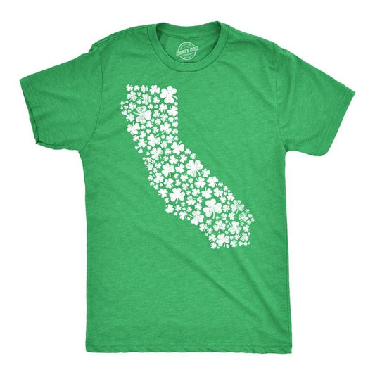 Mens California State Clovers T Shirt Funny St Pattys Day Parade Shamrocks Lovers Tee for Guys Mens Funny T Shirts Cool Tees Soft Stylish Casual Menswear  Apparel for Men Novelty Tees for Guys Green -