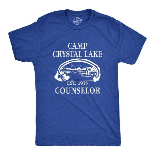 Mens Camp Crystal Lake T shirt Funny Graphic Camping Vintage Adult Novelty Tees Mens Funny T Shirts Cool Vintage Fashion T-Shirt Gift