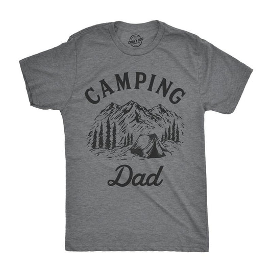 Mens Camping Dad T Shirt Cool Outdoor Vacation Fathers Day Tee Mens Funny T Shirts Cool Tees Soft Stylish Casual Menswear Dad Joke Dark Grey