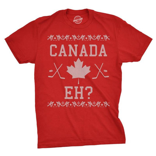 Mens Canada Eh Ugly Christmas Sweater Canadian Pride Holiday T shirt