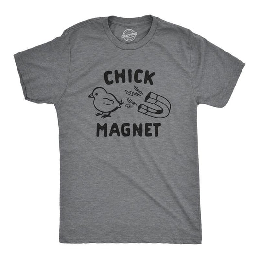 Mens Chick Magnet T Shirt Funny Easter Sunday Baby Chick Holiday Novelty Tee Mens Funny T Shirts Cool Tees Soft Stylish Casual Menswear Dark Grey