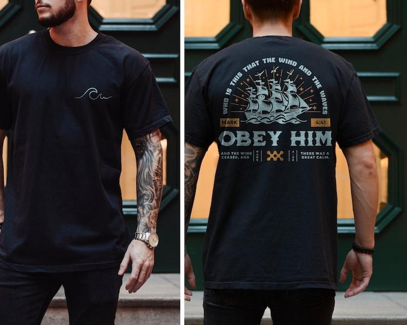 Mens Christian Shirt Christianity Gift for Him Bible Verse Shirt Christian Clothing TShirt Religious Faithful Gifts for Dad Religious Shirt