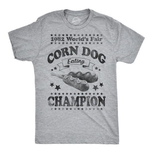 Mens Corn Dog Eating Champion Funny Hot Dog World Fair Vintage 1982 T shirt Mens Funny T Shirts Cool Tees Soft Stylish...