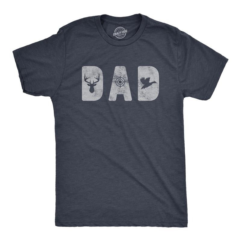 Mens Dad Hunting T Shirt Funny Fathers Day Gift for Dad Outdoor Deer Hunter Graphic Tee Mens Funny T Shirts Cool Tees Soft Stylish Navy