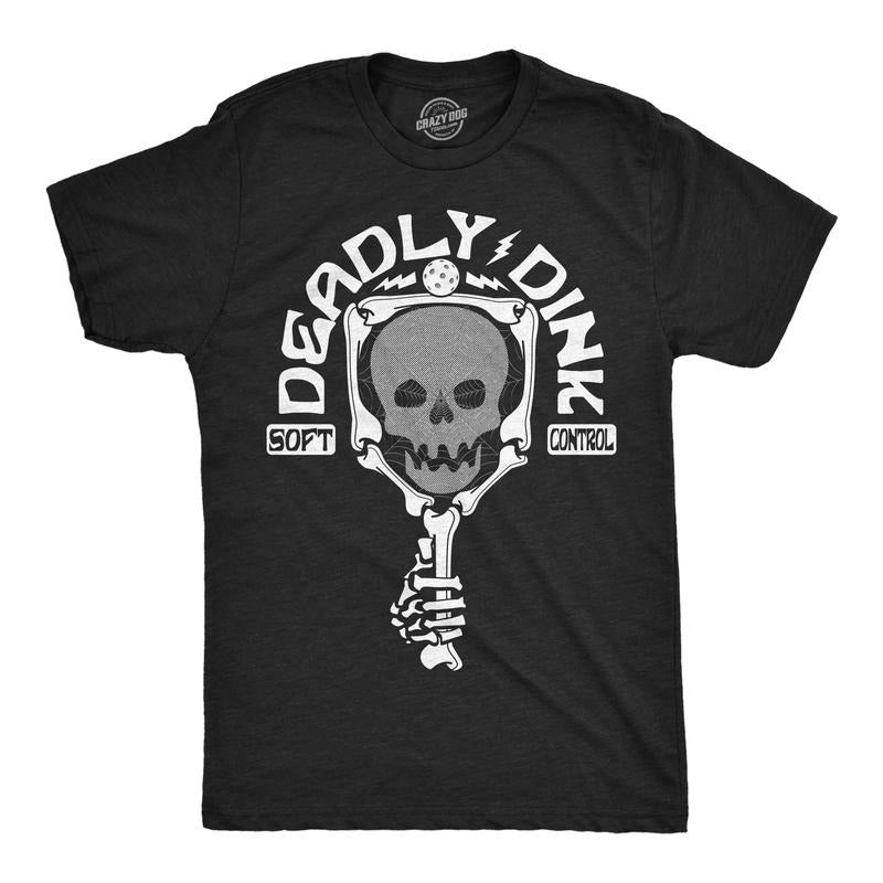 Mens Deadly Dink Pickleball T Shirt Funny Shirt Pickleball Tee for Guys Mens Funny T Shirts Cool Tees Soft Stylish Casual Menswear Black -