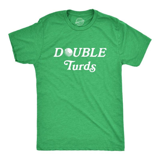 Mens Double Turds T Shirt Funny Movie Quote Golf Novelty Tee Mens Funny T Shirts Cool Tees Soft Stylish Casual Menswear Movie Apparel for Men Funny Golf Short Sleeve Novelty Tees for Guys Green