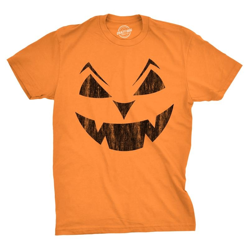 Mens Eyebrows Earl Pumpkin T Shirt Funny Halloween Jack O Lantern Evil Smile Tee For Guys Mens Funny T Shirts Cool Tees Soft Stylish Casual Menswear Halloween Apparel for Men Novelty Tees for Guys Orange - L