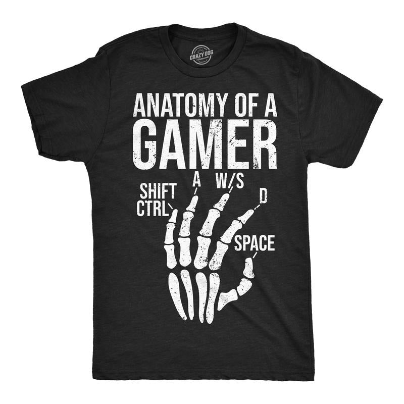 Mens Funny T Shirts Anatomy Of A Gamer Sarcastic Video Games Tee for Men Mens Funny T Shirts Cool Tees Soft Stylish Casual Menswear Black -