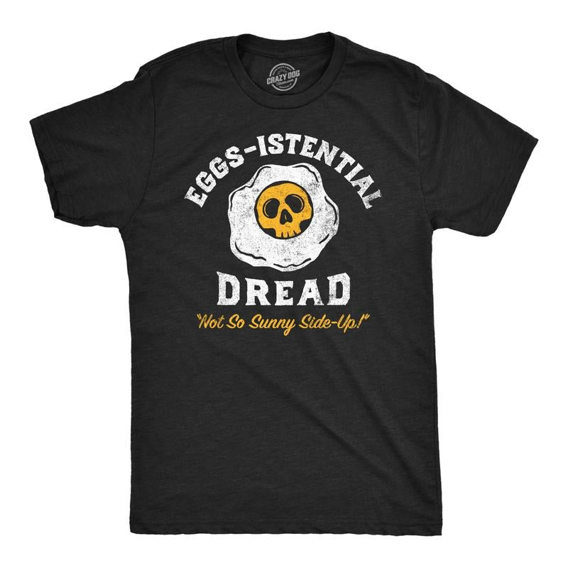Mens Funny T Shirts Eggs Istential Dread Sarcastic Food Graphic Novelty Tee For Men Mens Funny T Shirts Cool Tees Soft Stylish Casual Menswear Sarcastic Apparel for Men Funny Food Short Sleeve Novelty Black -