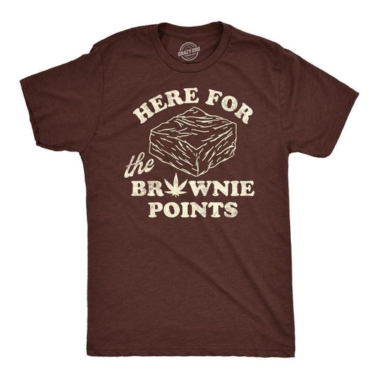 Mens Funny T Shirts Here For The Brownie Points Sarcastic 420 Graphic Tee Mens Funny T Shirts Cool Slimming Tees with...