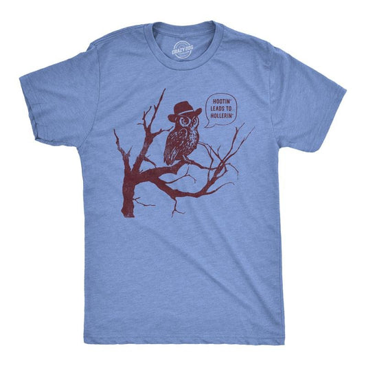 Mens Funny T Shirts Hootin Leads to Hollerin Sarcastic Owl Graphic Tee for Men Mens Funny T Shirts Cool Tees Soft Stylish...