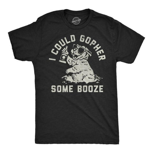 Mens Funny T Shirts I Could Gopher Some Booze Sarcastic Drinking Graphic Novelty Tee For Men Mens Funny T Shirts Cool Tees Soft Stylish Casual Menswear Animal Apparel for Men Funny Drinking Short Black -