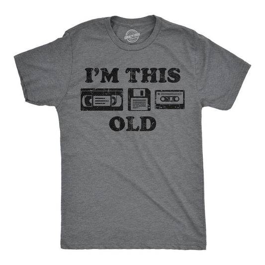 Mens Funny T Shirts Im This Old Sarcastic Retro Video Tape Graphic Novelty Tee for Men Mens Funny T Shirts Cool Tees Soft Stylish Casual Menswear Birthday Apparel for Men Funny Vintage Short Sleeve Dark Grey