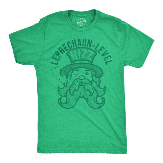 Mens Funny T Shirts Leprechaun Level Rizz Sarcastic St Patricks Day Graphic Tee For Men Mens Funny T Shirts Cool Tees Soft Stylish Casual Menswear Saint Patrick's Day Apparel for Men Funny Sarcastic Green -