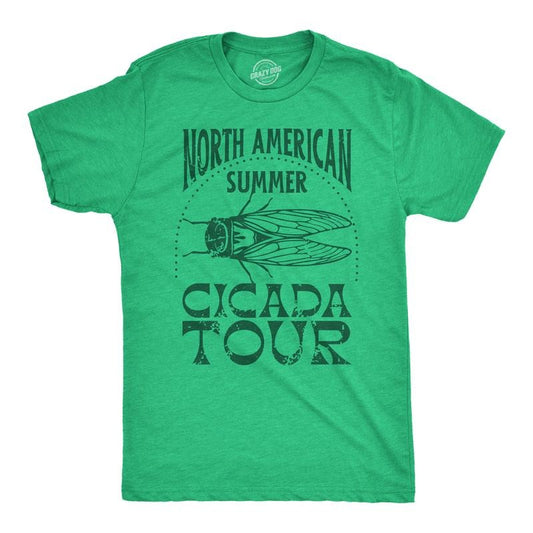 Mens Funny T Shirts North American Cicada Tour Sarcastic Graphic Tee For Men Mens Funny T Shirts Cool Tees Soft Stylish Casual Menswear Funny Sarcastic Short Sleeve Novelty Tees for Guys Green -