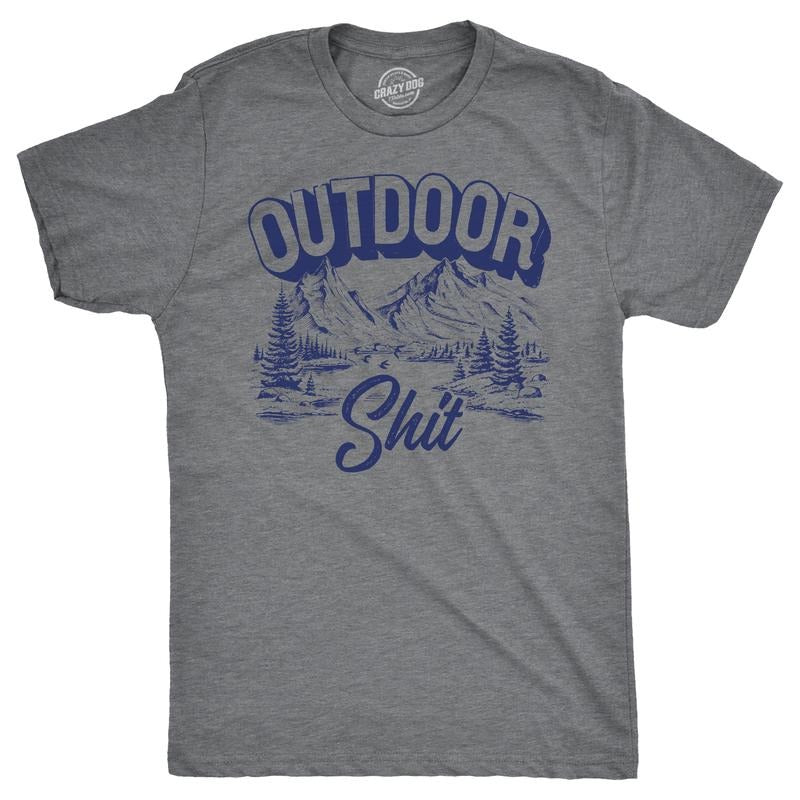 Mens Funny T Shirts Outdoor Shit Sarcastic Camping Hiking Graphic Novelty Tee For Men Mens Funny T Shirts Cool Tees Soft Stylish Casual Menswear Funny Camping Short Sleeve Novelty Tees for Guys Dark Grey
