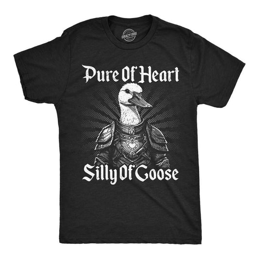 Mens Funny T Shirts Pure Of Heart Silly Of Goose Sarcasit Graphic Novely Tee For Men Mens Funny T Shirts Cool Tees Soft Stylish Casual Menswear Funny Sarcastic Short Sleeve Novelty Tees for Guys Black -