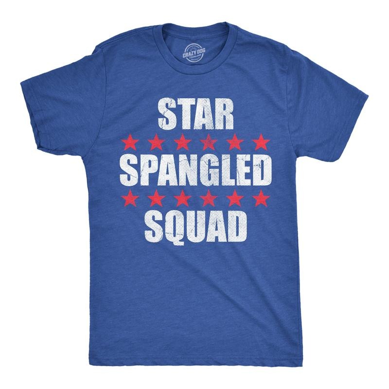 Mens Funny T Shirts Star Spangled Squad Sarcastic Fourth Of July Graphic Novelty Tee For Men Mens Funny T Shirts Cool Tees Soft Stylish Casual Menswear Patriotic Apparel for Men Funny Sarcastic Short Royal -