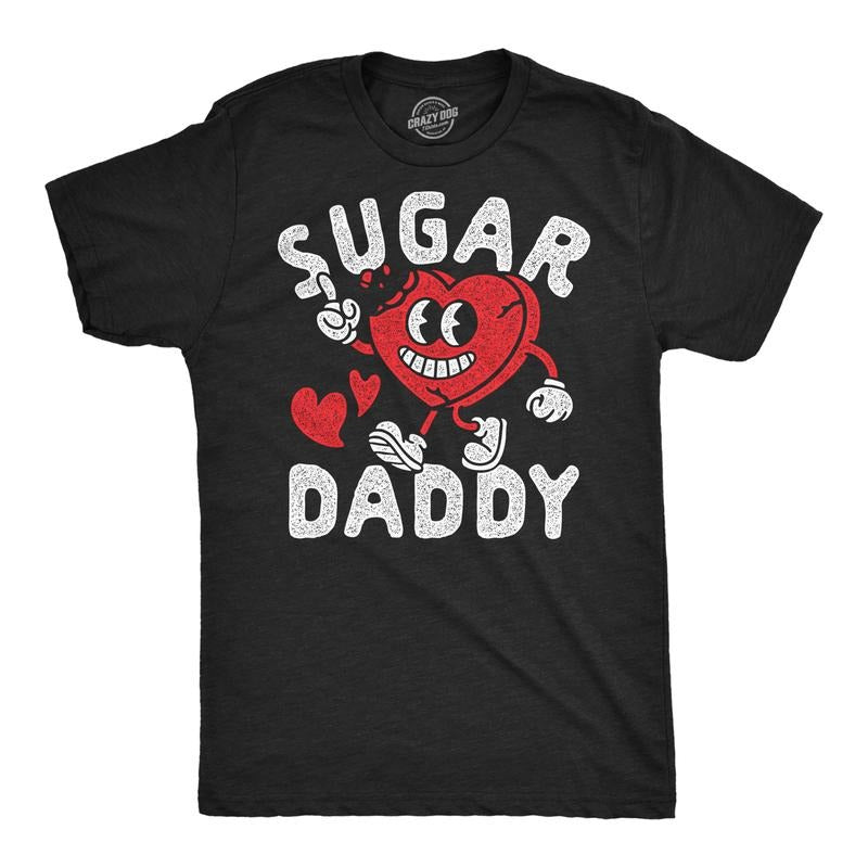 Mens Funny T Shirts Sugar Daddy Heart Valentines Day Novelty Tee For Men Mens Funny T Shirts Cool Tees Soft Stylish Casual Menswear Love Apparel for Men Funny Sarcastic Short Sleeve Novelty Tees for Black -