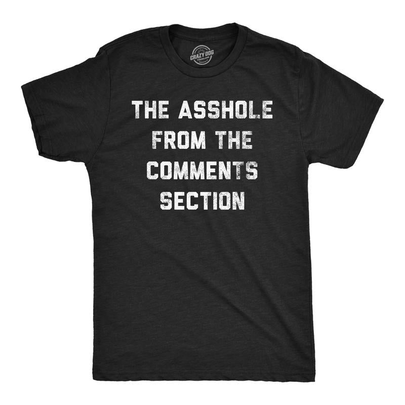Mens Funny T Shirts The Asshole From The Comments Section Sarcastic Internet Tee For Men Mens Funny T Shirts Cool Tees Soft Stylish Casual Menswear Meme T Shirt for Men Funny Sarcastic T Shirt Novelty Black -