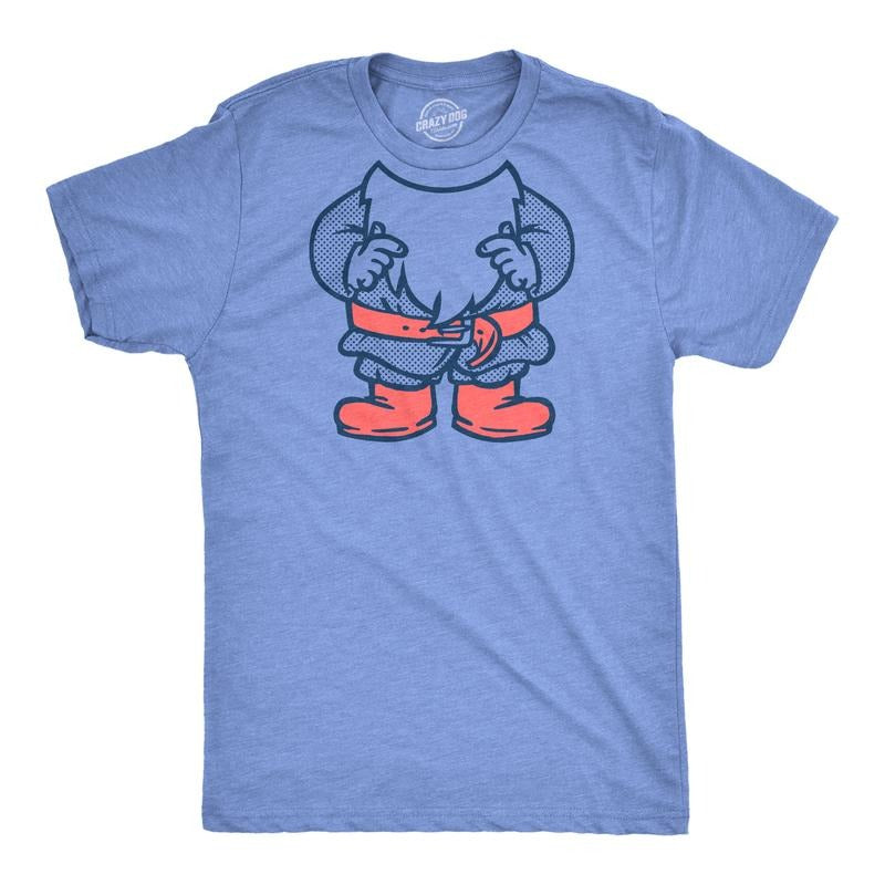 Mens Gnome Body T Shirt Funny Tiny Fantasy Elf Huge Beard Tee For Guys Mens Funny T Shirts Cool Tees Soft Stylish Casual Menswear Funny Sarcastic T Shirt Novelty Tees for Men Light Blue