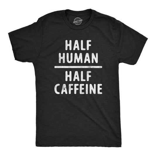 Mens Half Human Half Caffeine T Shirt Funny Coffee Addict Tee For Guys Mens Funny T Shirts Cool Tees Soft Stylish Casual...