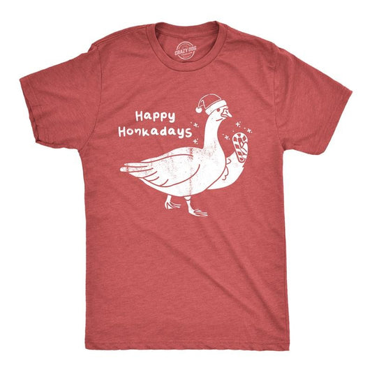 Mens Happy Honkadays T Shirt Funny Xmas Party Goose Joke Tee for Guys Mens Funny T Shirts Cool Tees Soft Stylish Casual...