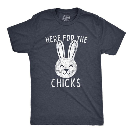 Mens Here For The Chicks T shirt Funny Easter Bunny Hilarious Gift for Basket Mens Funny T Shirts Cool Tees Soft Stylish...