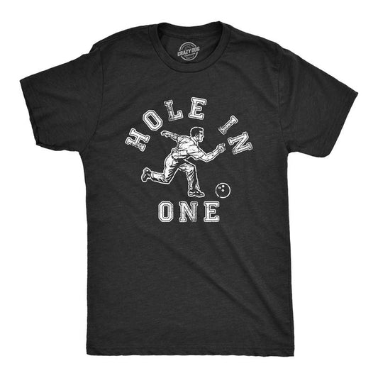 Mens Hole In One T Shirt Funny Sarcastic Wrong Sport Bowling Graphic Novelty Tee For Guys Mens Funny T Shirts Cool Tees Soft Stylish Casual Menswear Funny Sarcastic Short Sleeve Novelty Tees for Guys Black