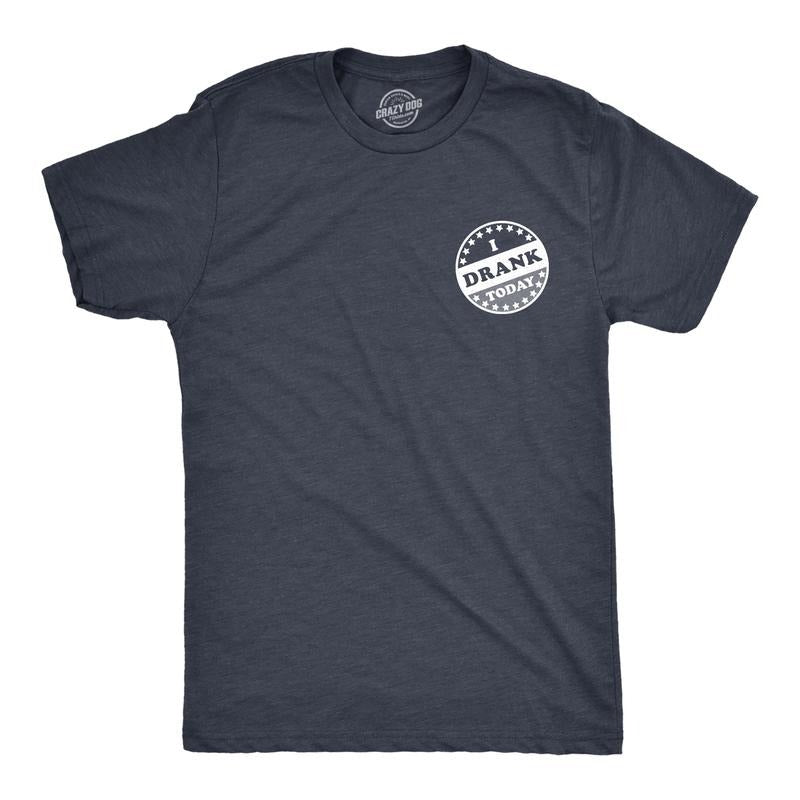 Mens I Drank Today T Shirt Funny I Voted Sticker Beer Wine Graphic Novelty Tee Mens Funny T Shirts Cool Tees Soft Stylish Casual Menswear Political Apparel for Men Funny Drinking Short Sleeve Novelty Navy