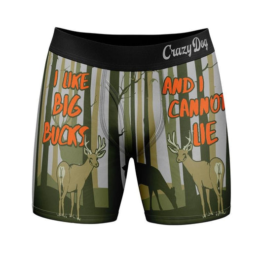Mens I Like Big Bucks and I Cannot Lie Boxers Funny Deer Hunting Lyric Joke Novelty Underwear for Guys Funny Graphic Boxers Dad Joke  Funny Hunting  Mens Novelty Boxer Briefs Big Bucks