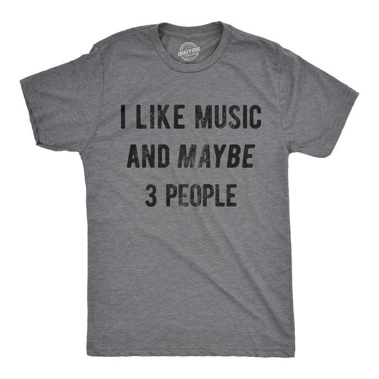 Mens I Like Music And Maybe 3 People T shirt Funny Vintage Graphic Tee Saying Mens Funny T Shirts Cool Tees Soft Stylish...