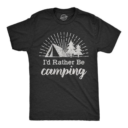Mens Id Rather Be Camping T shirt Funny Outdoor Adventure Hiking Tee For Guys Mens Funny T Shirts Cool Tees Soft Stylish...