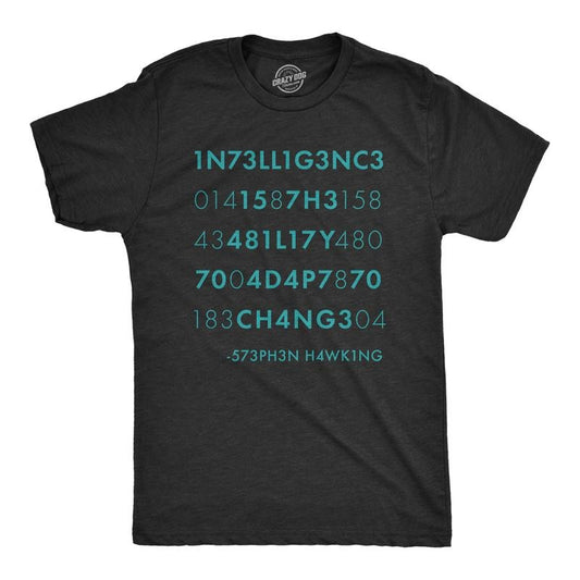 Mens Intelligence Is The Ability to Adapt to Change T Shirt Funny Stephen Hawking Quote Novelty Tee Mens Funny T Shirts...