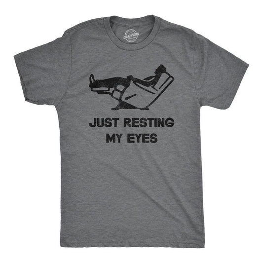 Mens Just Resting My Eyes T Shirt Funny Sarcastic Top Cool Gift for Dad Joke Mens Funny T Shirts Cool Tees Soft Stylish Casual Menswear Dark Grey