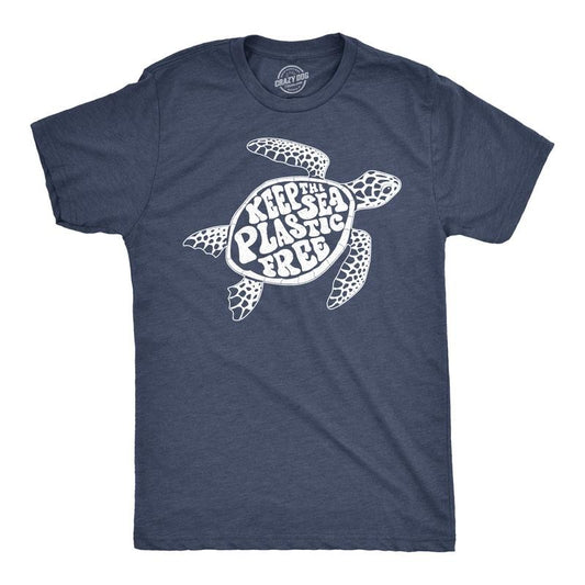 Mens Keep The Sea Plastic Free T Shirt Cute Sea Turtle Earth Day Tee Mens Funny T Shirts Cool Tees Soft Stylish Casual...