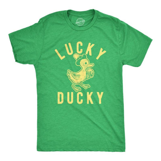 Mens Lucky Ducky T Shirt Funny Saint Patrick's Day Parade St. Paddy's Novelty Tee for Guys Mens Funny T Shirts Cool Tees...